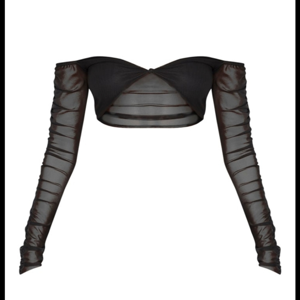 Black mesh crop top